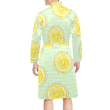 slice of lemon pattern Men's Long Sleeve Belted Night Robe