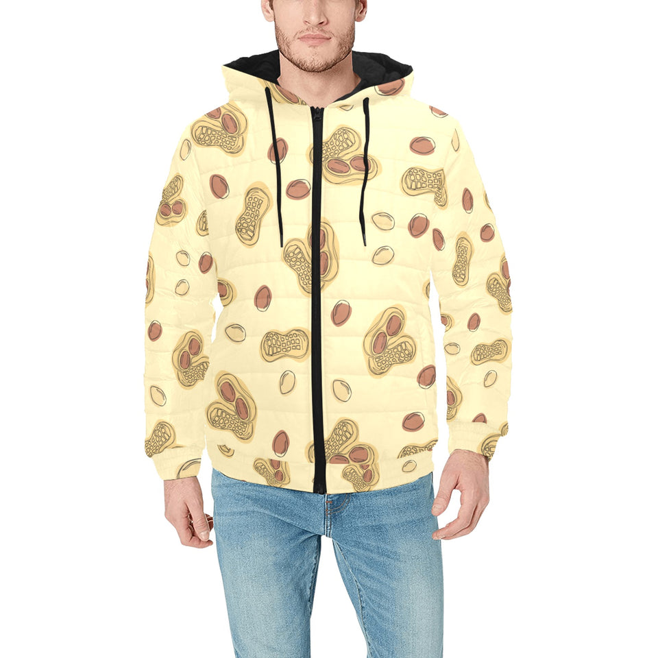 peanuts design pattern Men's Padded Hooded Jacket