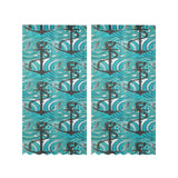 Anchor nautical green background Gauze Curtain