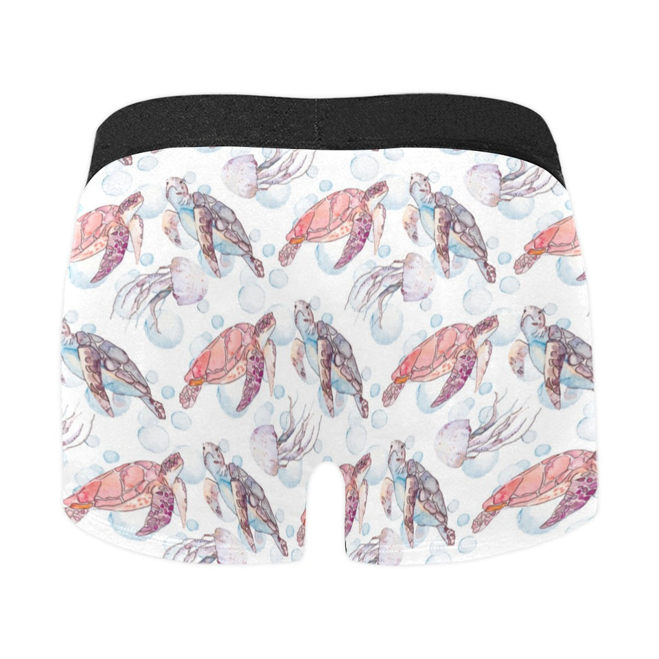 Watercolor sea turtle jellyfish pattern Men's All Over Print Boxer Briefs Men's Underwear