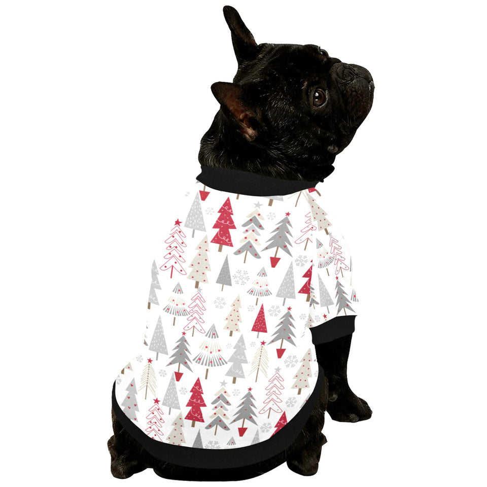 Cute Christmas tree pattern All Over Print Pet Dog Round Neck Fuzzy Shirt