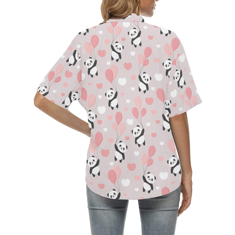 Cute panda ballon heart pattern Women's All Over Print Hawaiian Shirt