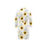 beautiful sunflowers pattern Men's Long Sleeve Belted Night Robe