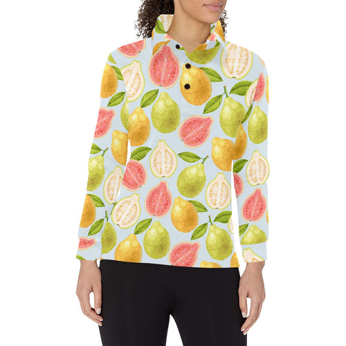 Guava design pattern Women's Long Sleeve Polo Shirt