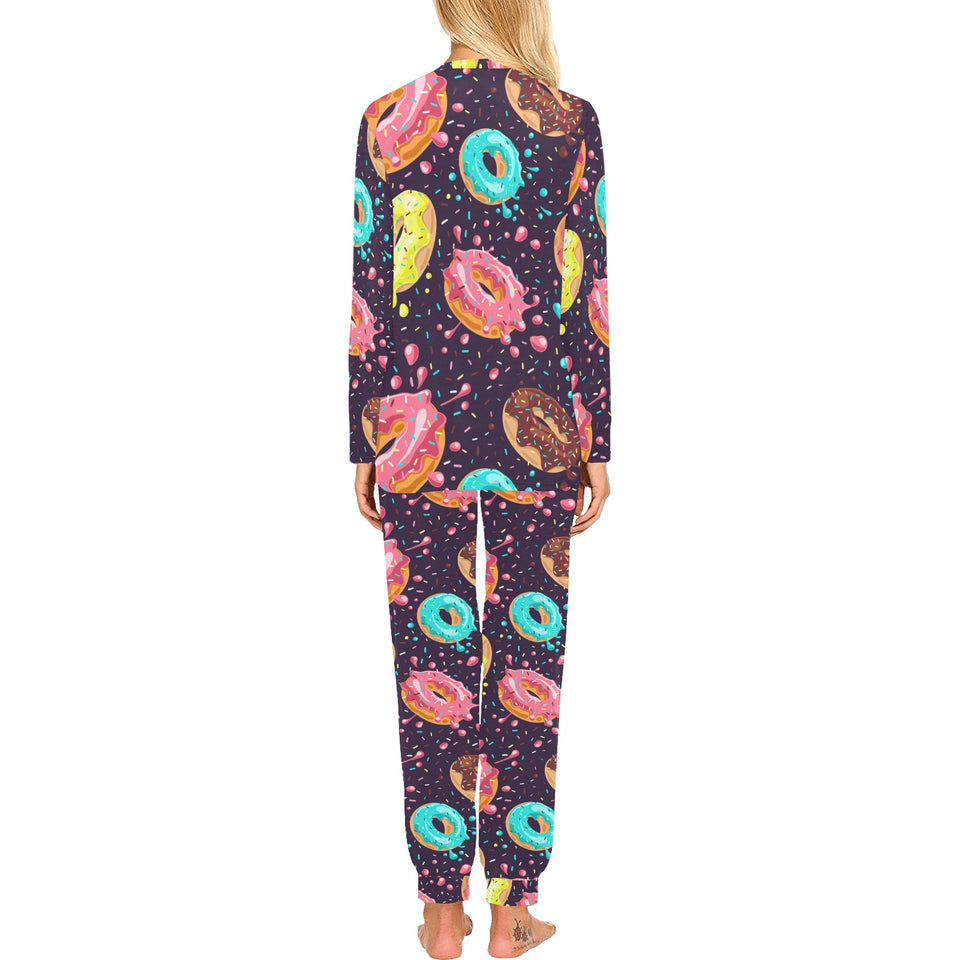 Colorful donut glaze pattern Women's All Over Print Pajama Set