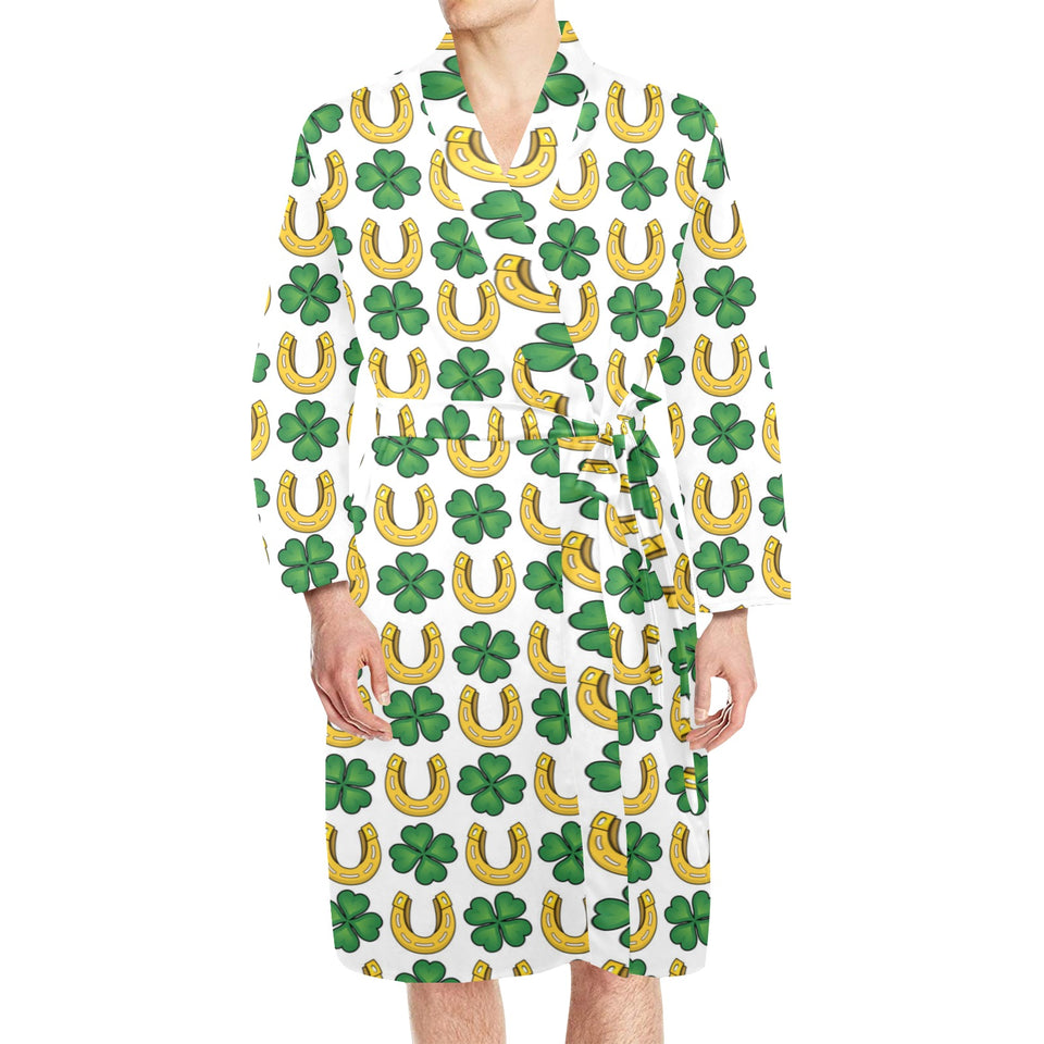 Horseshoes Pattern Print Design 04 Men's Long Sleeve Belted Night Robe
