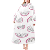 dragon fruit pattern Blanket Robe with Sleeves
