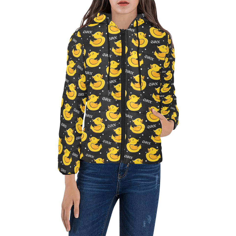 Duck Pattern Print Design 05 Women's Padded Hooded Jacket