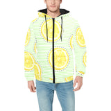 slice of lemon pattern Men's Padded Hooded Jacket