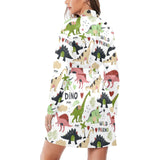 Cute dinosaurs pattern Women's Long Sleeve Belted Night Robe