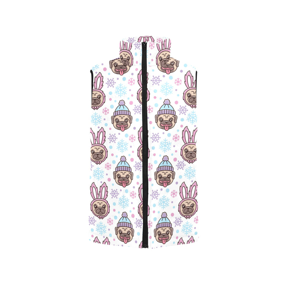 Cute pug hat rabbit costume pattern Women's Padded Vest