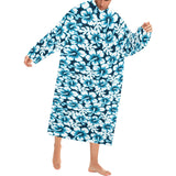 Hibiscus Pattern Print Design 04 Blanket Robe with Sleeves