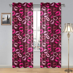 Lips Pattern Print Design 03 Gauze Curtain