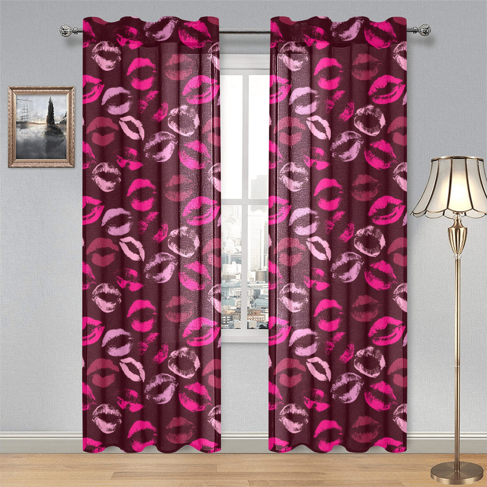 Lips Pattern Print Design 03 Gauze Curtain