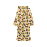 Hamburger Pattern Print Design 01 Blanket Robe with Sleeves