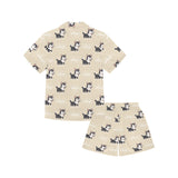 Cute Siberian Husky Kids' Boys' Girls' V-Neck Short Pajama Set