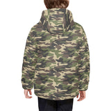 Dark Green camouflage pattern Kids' Boys' Girls' Padded Hooded Jacket