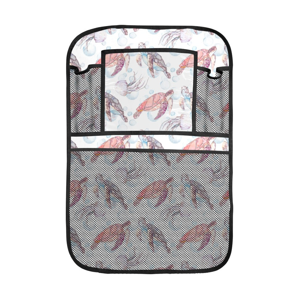 Watercolor sea turtle jellyfish pattern Car Seat Back Organizer