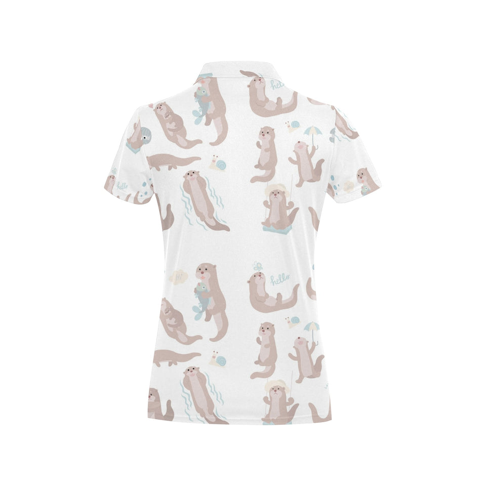 Cute sea otters pattern Women's All Over Print Polo Shirt