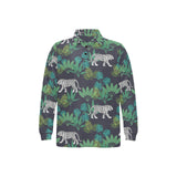 white bengal tigers tropical plant Men's Long Sleeve Polo Shirt