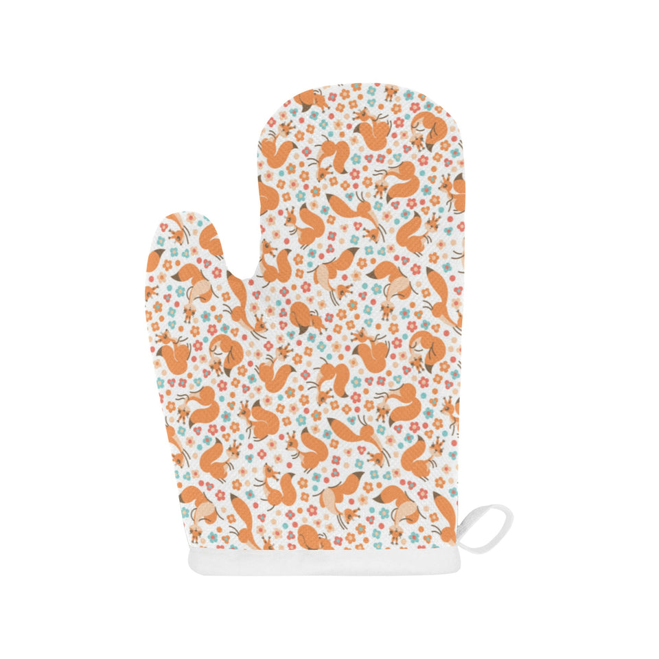 Squirrel Pattern Print Design 05 Heat Resistant Oven Mitts