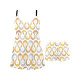 Horseshoes Pattern Print Design 03 Chest Sexy Pleated Two Piece Swim Dress