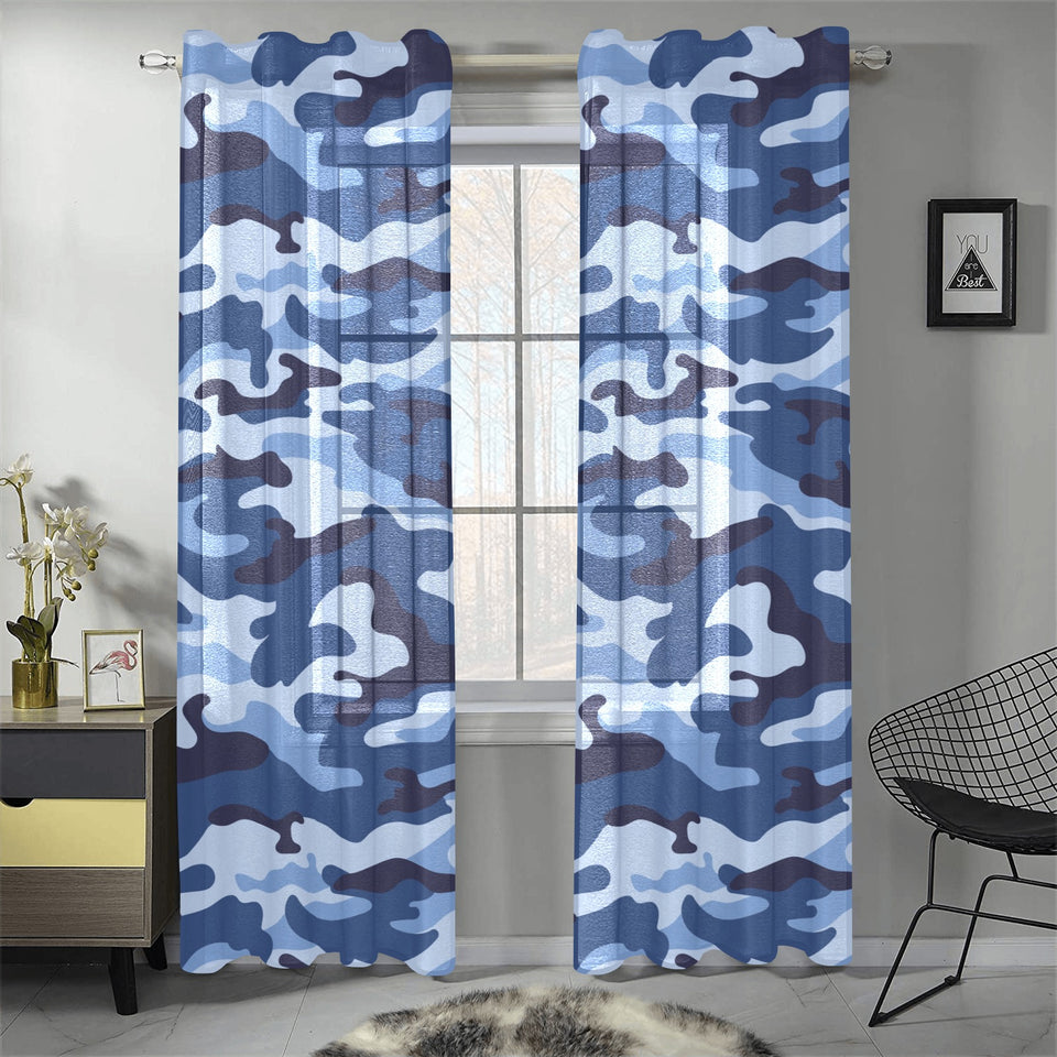 Blue camouflage pattern Gauze Curtain