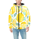 lemon design pattern Men's Padded Hooded Jacket