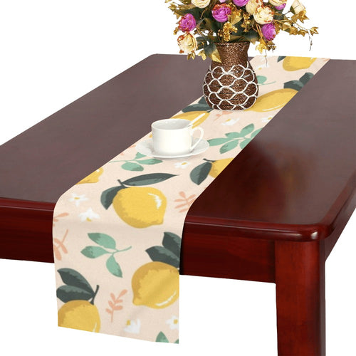 lemon flower leave pattern Table Runner