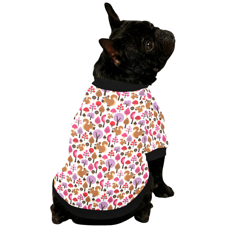 Squirrel Pattern Print Design 02 All Over Print Pet Dog Round Neck Fuzzy Shirt