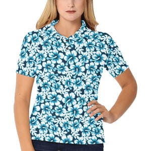 Hibiscus Pattern Print Design 04 Women's All Over Print Polo Shirt