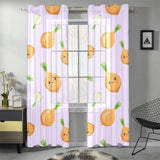 cute onions smiling faces purple background Gauze Curtain