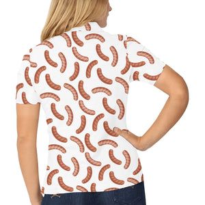 Sausage Pattern Print Design 04 Women's All Over Print Polo Shirt