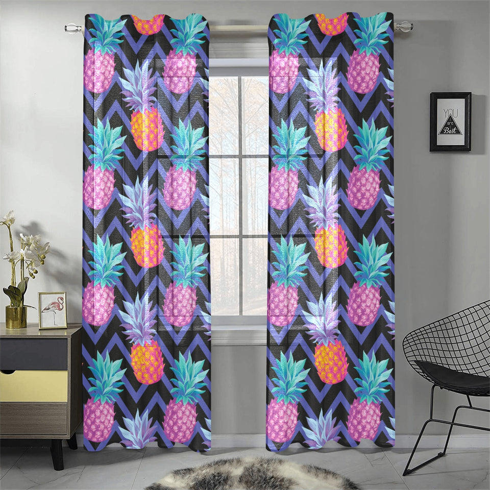 Pineapples pattern zigzag background Gauze Curtain