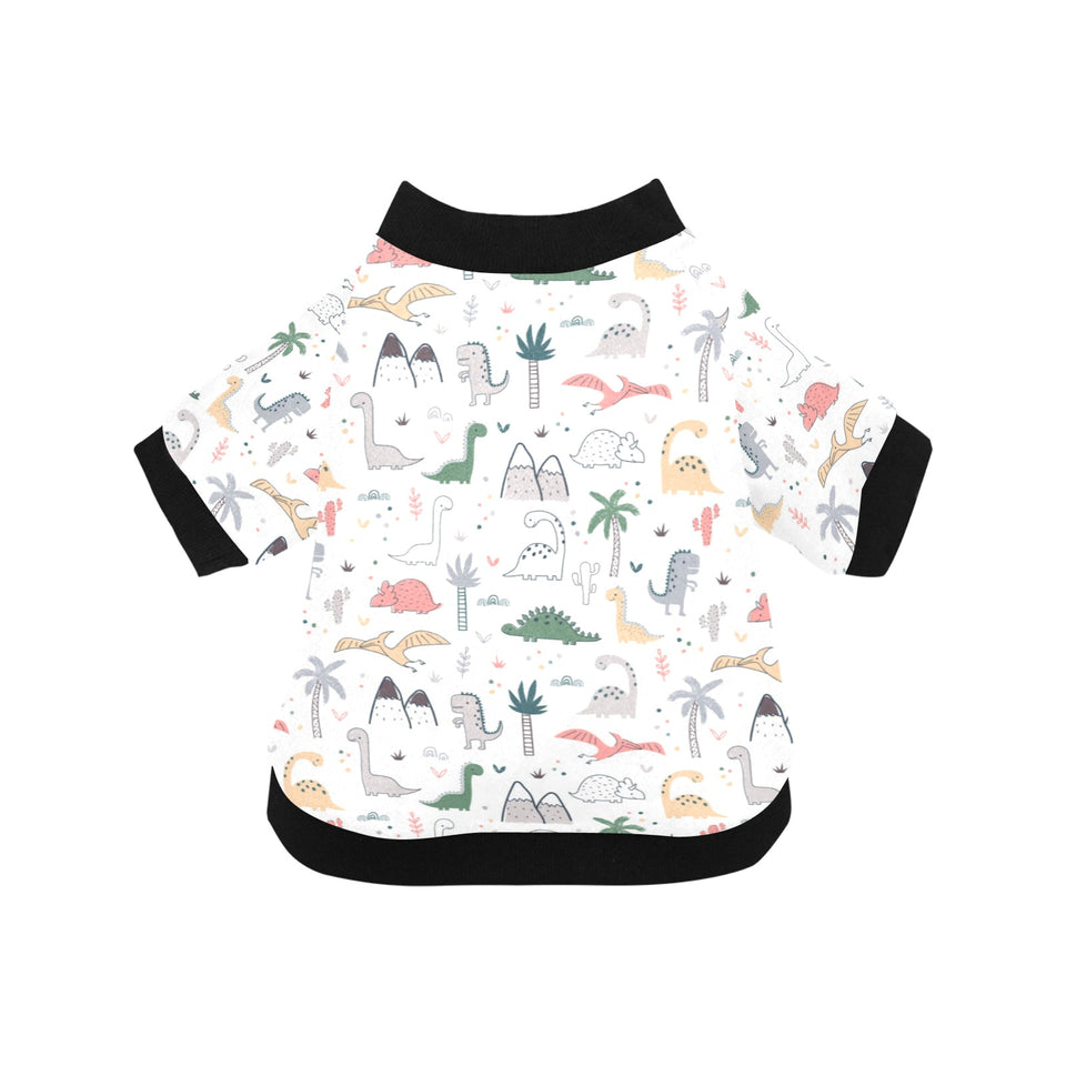 Cute cartoon dinosaurs tree pattern All Over Print Pet Dog Round Neck Fuzzy Shirt