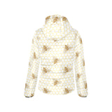 Bee honeycomb seamless design pattern Women's Padded Hooded Jacket