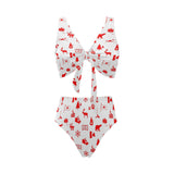 Canada Pattern Print Design 04 Chest Bowknot High Waisted Bikini Swimsuit