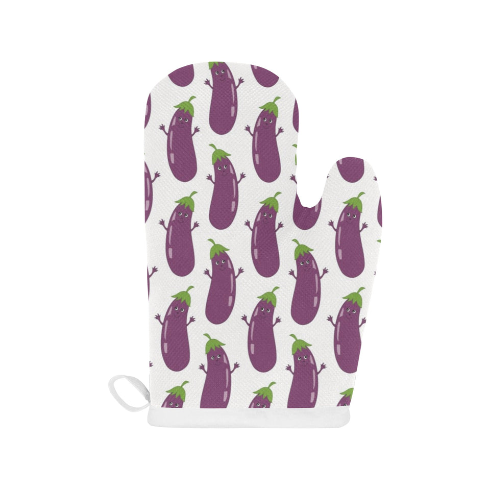 Eggplant Pattern Print Design 01 Heat Resistant Oven Mitts