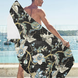 Japanese crane ornament elements Beach Towel