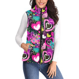 heart dot wave star creative design pattern Women's Padded Vest