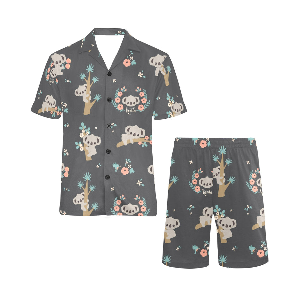 Cute koala pattern Men's V-Neck Short Pajama Set