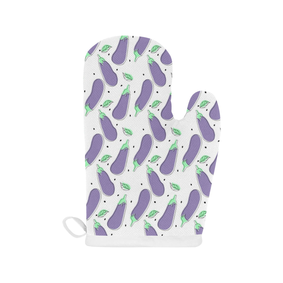 Eggplant Pattern Print Design 05 Heat Resistant Oven Mitts