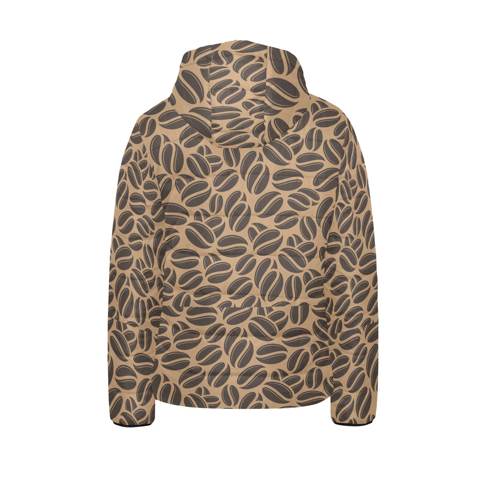 Coffee bean on brown background Kids' Boys' Girls' Padded Hooded Jacket
