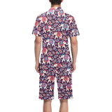 Elephant indian style ornament pattern Men's V-Neck Short Pajama Set