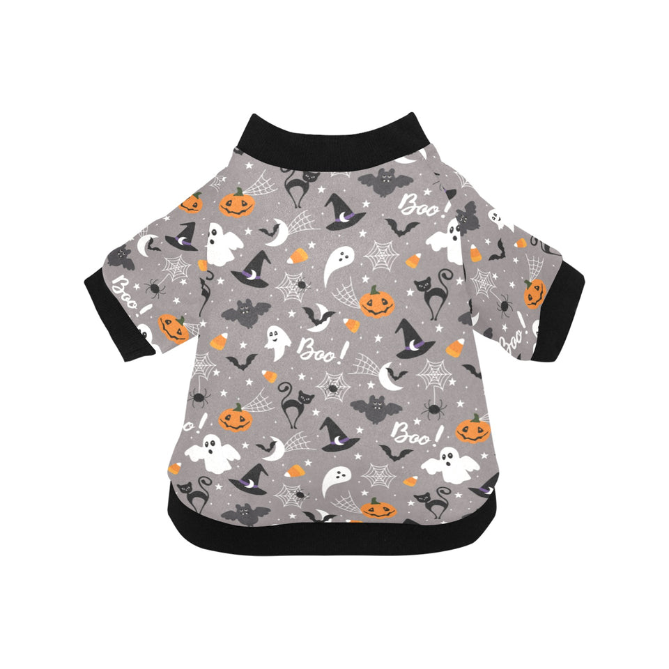 Halloween design pattern All Over Print Pet Dog Round Neck Fuzzy Shirt