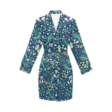 butterfly leaves pattern Women's Long Sleeve Belted Night Robe