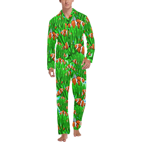 Clown Fish Pattern Print Design 01 Men's Long Pajama Set
