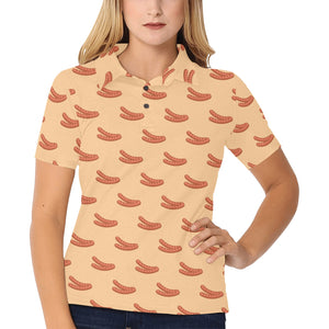 Sausage Pattern Print Design 03 Women's All Over Print Polo Shirt