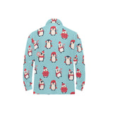 Cute penguin christmas design pattern Men's Long Sleeve Polo Shirt