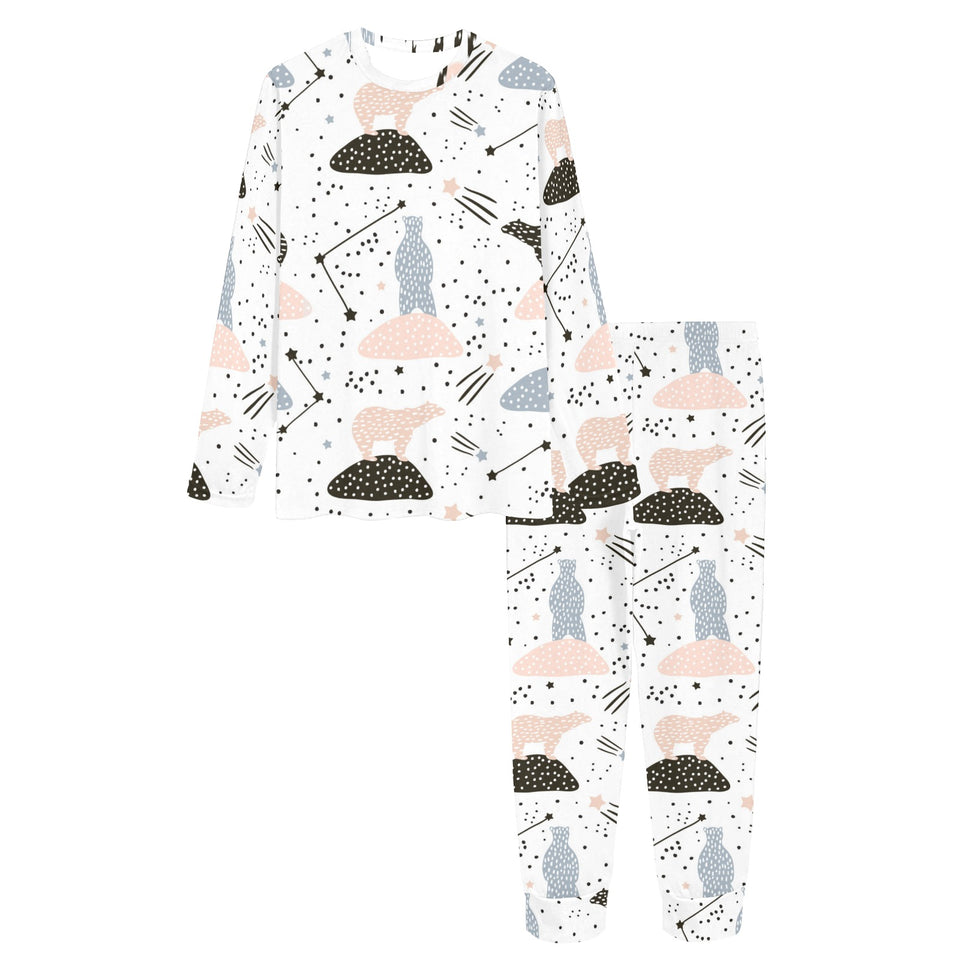 Polar bears star poka dot pattern Women's All Over Print Pajama Set